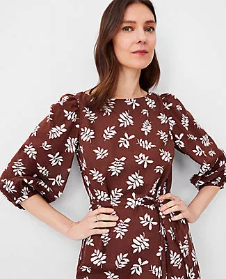 Ann Taylor Petite Leafed Linen Blend Puff Sleeve Shift Dress sold by Ann Taylor product image thumbnail 3