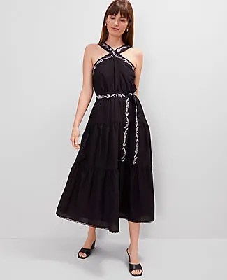 Ann Taylor Halter Midi Flare Dress sold by Ann Taylor product image thumbnail 3
