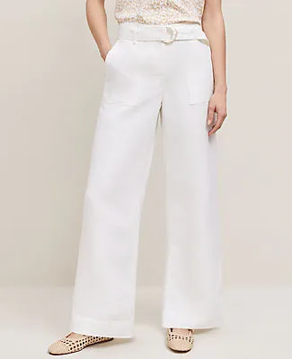 Ann Taylor The Petite Belted Wide-Leg Pant in Linen Blend sold by Ann Taylor product image thumbnail 2