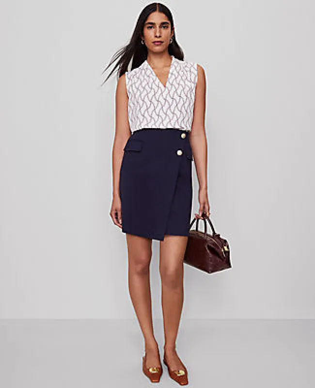 Ann Taylor Petite Ponte Button Wrap Skirt sold by Ann Taylor