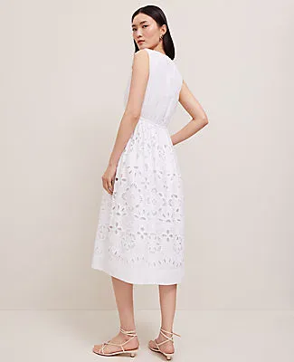 Ann Taylor Eyelet Flare Midi Dress sold by Ann Taylor product image thumbnail 2