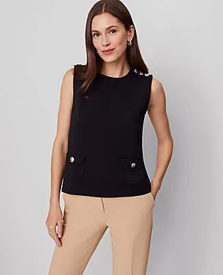 Ann Taylor Petite Ponte Patch Pocket Top sold by Ann Taylor