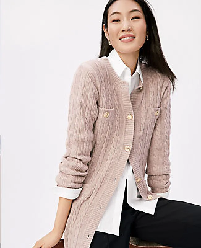 Ann Taylor Long Cable Cardigan sold by Ann Taylor