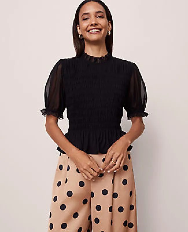 Ann Taylor Smocked Ruffled Top sold by Ann Taylor