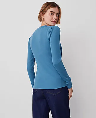Ann Taylor Weekend Collection Puff Sleeve Henley Top sold by Ann Taylor product image thumbnail 2