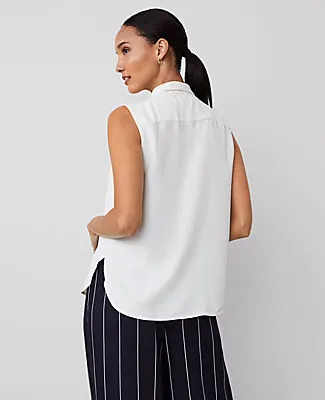 Ann Taylor Shirred Yoke Sleeveless Shirt sold by Ann Taylor product image thumbnail 2