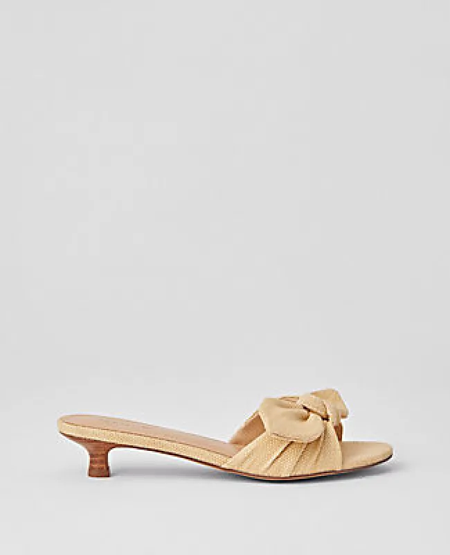 Ann Taylor Bow Straw Kitten Heel Sandals sold by Ann Taylor