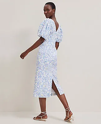 Ann Taylor Petite Floral Linen Blend Puff Sleeve Sheath Dress sold by Ann Taylor product image thumbnail 2