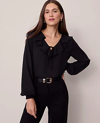 Ann Taylor Petite Tie Neck Ruffle Blouse sold by Ann Taylor