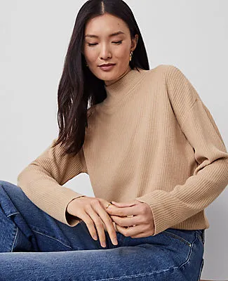 Ann Taylor Ribbed Mock Neck Sweater sold by Ann Taylor product image thumbnail 3