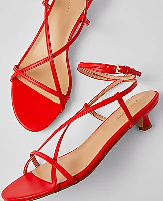 Ann Taylor Leather Strappy Ankle Wrap Kitten Heel Sandals sold by Ann Taylor product image thumbnail 2