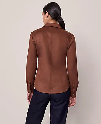 Ann Taylor Faux Suede Pocket Shirt sold by Ann Taylor product image thumbnail 2