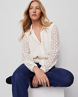 Ann Taylor Weekend Collection Lace Tie Waist Popover Top sold by Ann Taylor product image thumbnail 4