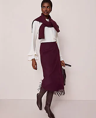 Ann Taylor Fringe Midi Wrap Skirt sold by Ann Taylor product image thumbnail 4