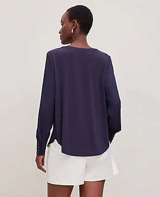 Ann Taylor Mixed Media Pleat Front Top sold by Ann Taylor product image thumbnail 2