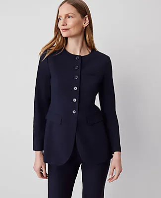 Ann Taylor The Petite Curved Hem Jacket in Seasonless Stretch sold by Ann Taylor