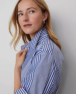 Ann Taylor Petite Weekend Collection Striped Midi Shirtdress sold by Ann Taylor product image thumbnail 3