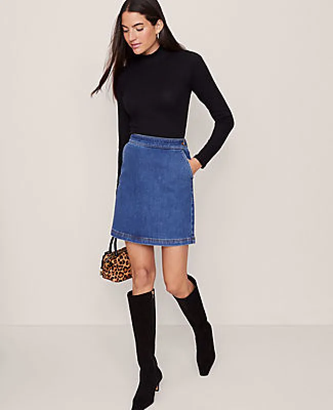 Ann Taylor Weekend Collection Button Waist Denim Skirt sold by Ann Taylor