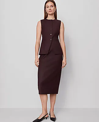 Ann Taylor Petite Twill Column Midi Skirt sold by Ann Taylor