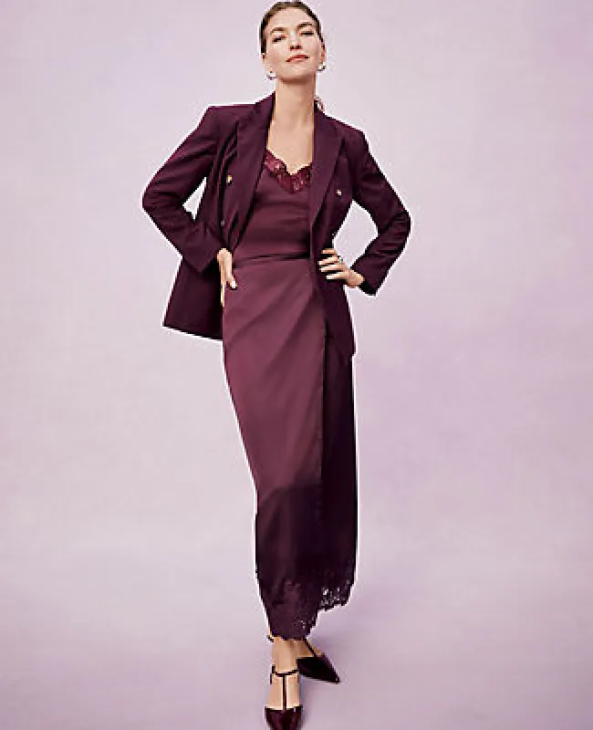 Ann Taylor Satin Lace Hem Wrap Skirt sold by Ann Taylor