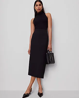 Ann Taylor Fluid Crepe Pocket Midi Skirt sold by Ann Taylor