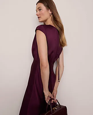 Ann Taylor Gathered Satin Midi Dress sold by Ann Taylor product image thumbnail 4