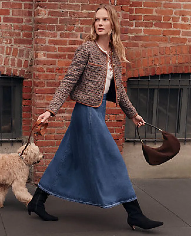 Ann Taylor Petite Weekend Collection Pull On Denim Skirt sold by Ann Taylor