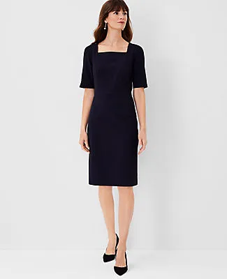 Ann Taylor The Square Neck Sheath Dress in Seasonless Stretch sold by Ann Taylor