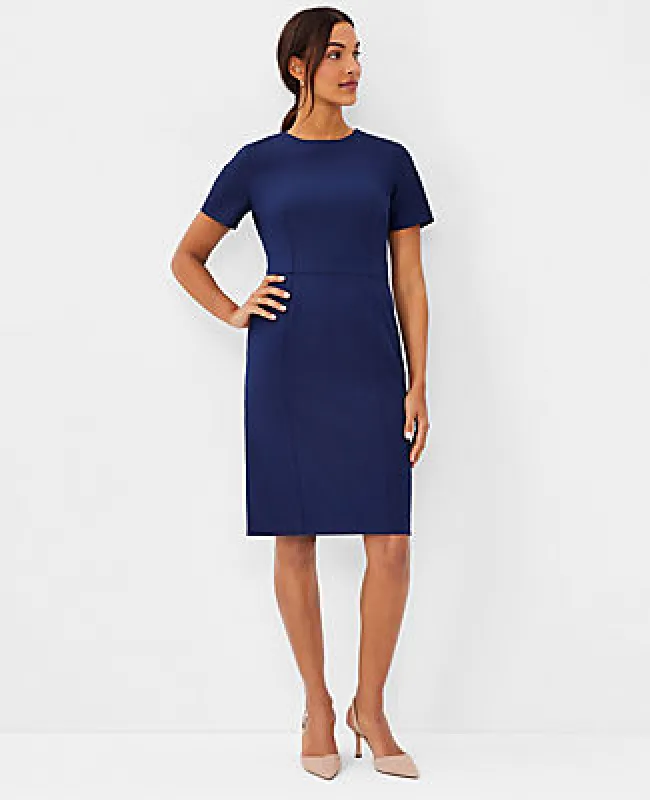 Ann Taylor The Petite Short Sleeve Sheath Dress in Bi-Stretch sold by Ann Taylor
