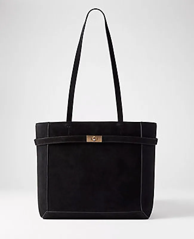 Ann Taylor Suede Belted Tote sold by Ann Taylor