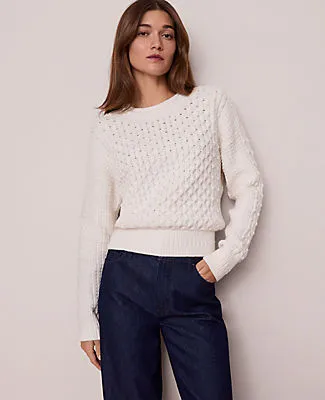 Ann Taylor Weekend Collection Popcorn-Stitch Cable Sweater sold by Ann Taylor product image thumbnail 3