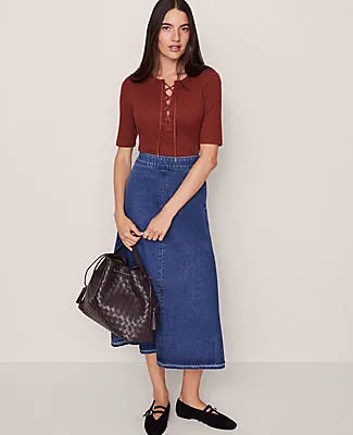 Ann Taylor Weekend Collection Pull On Denim Skirt sold by Ann Taylor product image thumbnail 2