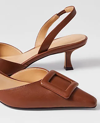 Ann Taylor Pointy Toe Buckle Leather Slingback Pumps sold by Ann Taylor product image thumbnail 2