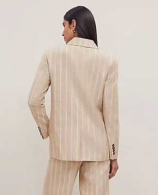 Ann Taylor The Petite Double Breasted Blazer in Pinstripe sold by Ann Taylor product image thumbnail 3