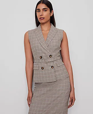 Ann Taylor Petite Belted Plaid Vest sold by Ann Taylor product image thumbnail 2
