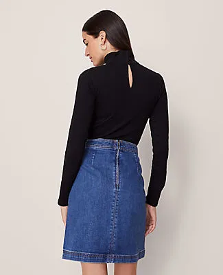 Ann Taylor Weekend Collection Button Waist Denim Skirt sold by Ann Taylor product image thumbnail 3