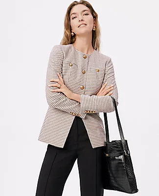 Ann Taylor Petite Houndstooth Split Hem Jacket sold by Ann Taylor
