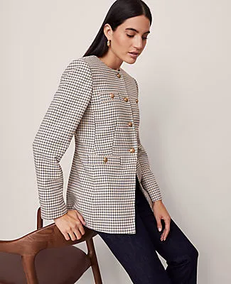 Ann Taylor Petite Houndstooth Split Hem Jacket sold by Ann Taylor product image thumbnail 2