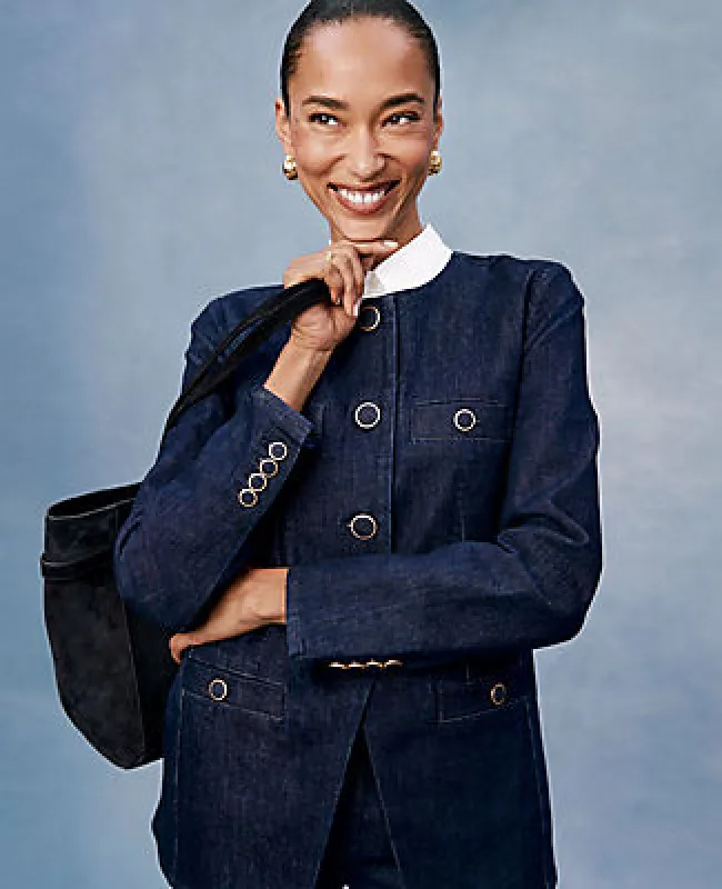 Ann Taylor Petite Denim Split Hem Jacket sold by Ann Taylor