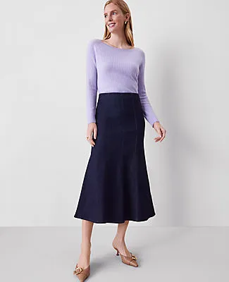 Ann Taylor Denim Trumpet Midi Skirt sold by Ann Taylor