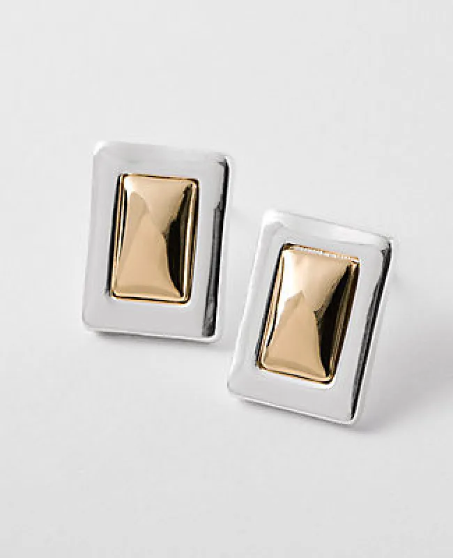 Ann Taylor Mixed Metal Rectangle Stud Earrings sold by Ann Taylor