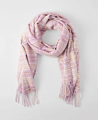 Ann Taylor Plaid Fringe Scarf sold by Ann Taylor