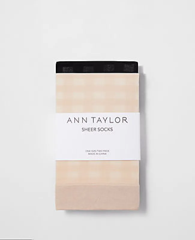 Ann Taylor Checked Sheer Crew Sock Set sold by Ann Taylor
