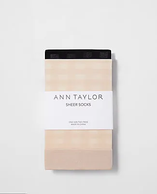 Ann Taylor Checked Sheer Crew Sock Set sold by Ann Taylor