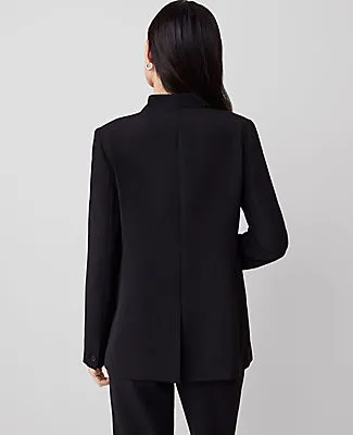 Ann Taylor The Petite Long Collarless Blazer in Fluid Crepe sold by Ann Taylor product image thumbnail 3