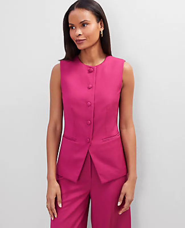 Ann Taylor The Petite Long Crew Neck Vest sold by Ann Taylor