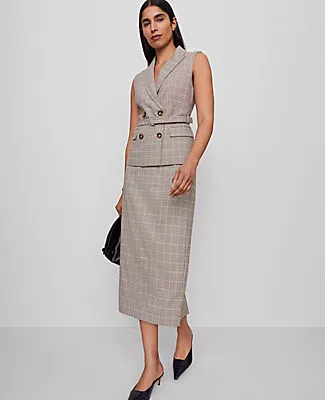 Ann Taylor The Petite Clean Pencil Skirt in Plaid sold by Ann Taylor
