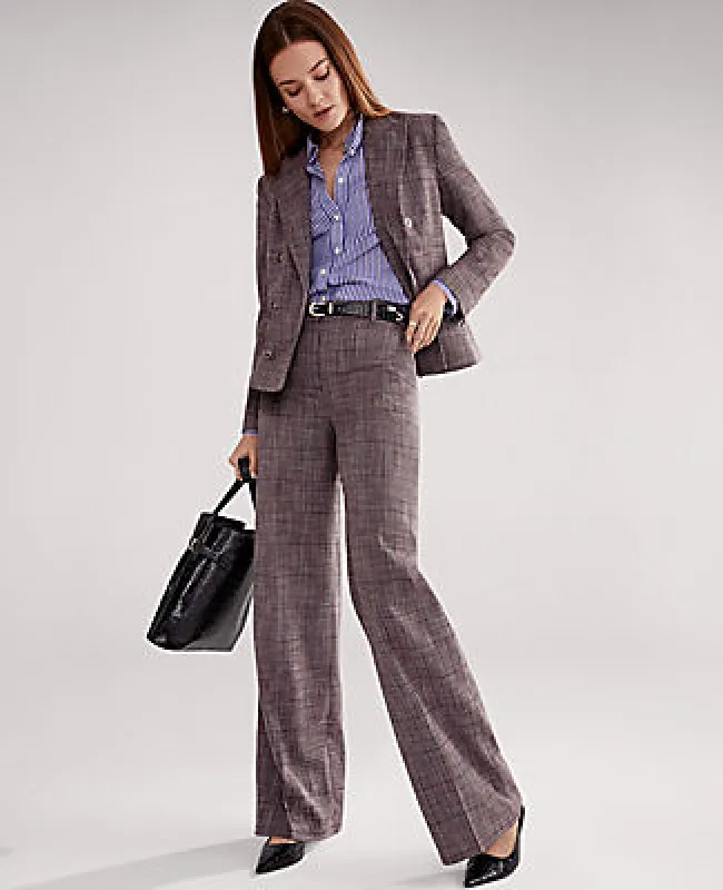 Ann Taylor The Petite Wide-Leg Pant in Plaid sold by Ann Taylor