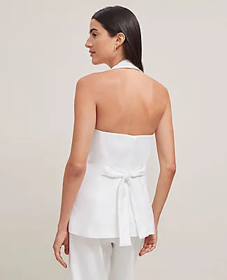 Ann Taylor The Petite Halter Vest in Herringbone Linen Blend sold by Ann Taylor product image thumbnail 2