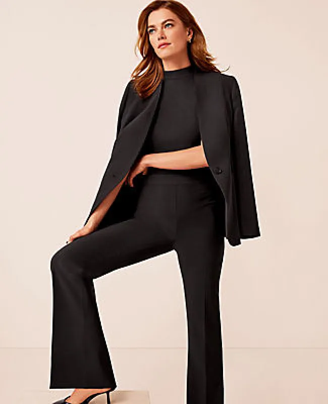 Ann Taylor The Petite Long Collarless Blazer in Fluid Crepe sold by Ann Taylor